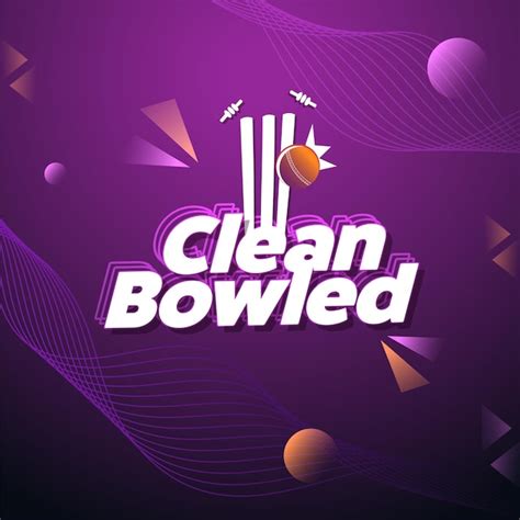 Premium Vector | White Clean Bowled Font With Cricket Ball Hitting Stumps On Abstract Waves ...