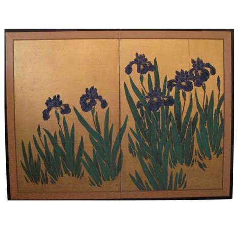 Japanese Screen: Painting of Iris on gold. at 1stDibs | japanese iris ...