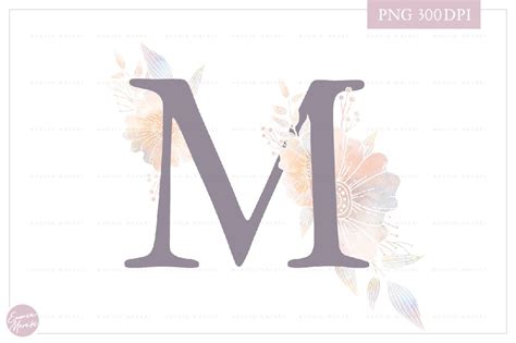 MONOGRAM Letter M Elegant Floral Monogram - Flower alphabet (350892) | Icons | Design Bundles