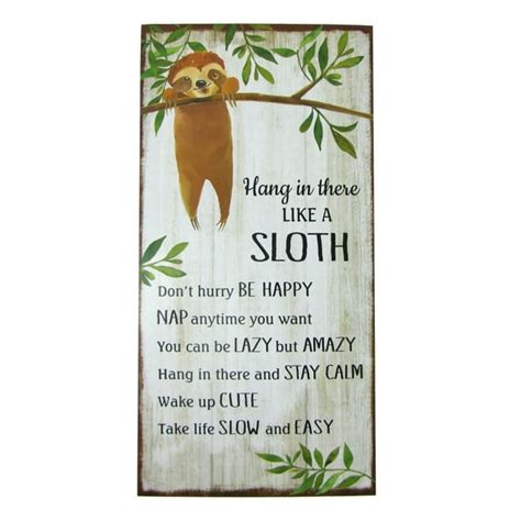 Funny Wood Hang There Sloth Wall Sign Inspirational Wall Art Kitchen Home Decor - Walmart.com ...