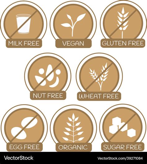 Set of icons for allergens free products Vector Image