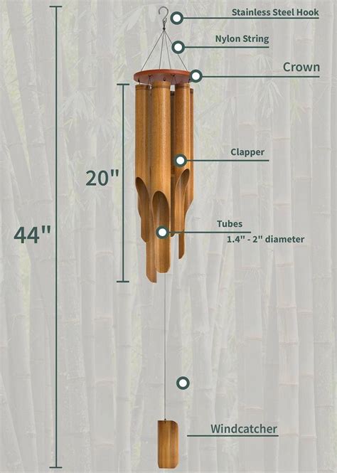 Nalulu Classic Bamboo Wind Chimes - Outside Outdoor Wood Wooden ...