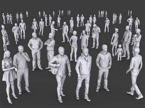 medium sized scene showing several different 3D people models interacting with each other