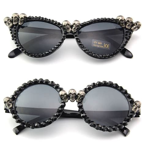 Skull Sunglasses Round or Cat Eyes in 2023 | Rhinestone sunglasses, Crystal sunglasses, Cat eye ...