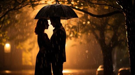 Premium AI Image | Couple under one umbrella in the rain