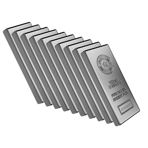 10 X 100 oz Silver Bar Royal Canadian Mint 9999 (new) - Bullion Mart