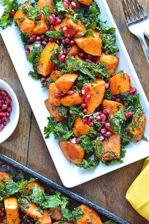 Roasted Butternut Squash w/Crispy Kale & Pomegranate Seeds | Thanksgiving Side Dish