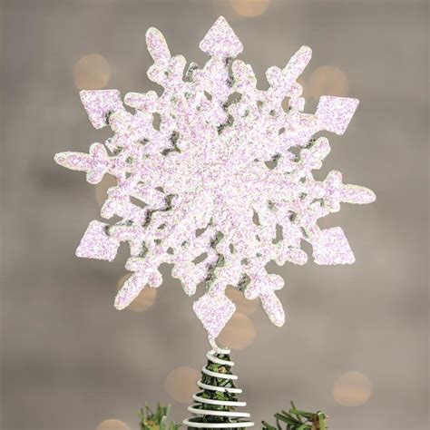 White Iridescent Sparkling Snowflake Tree Topper - Trees and Toppers - Christmas and Winter ...