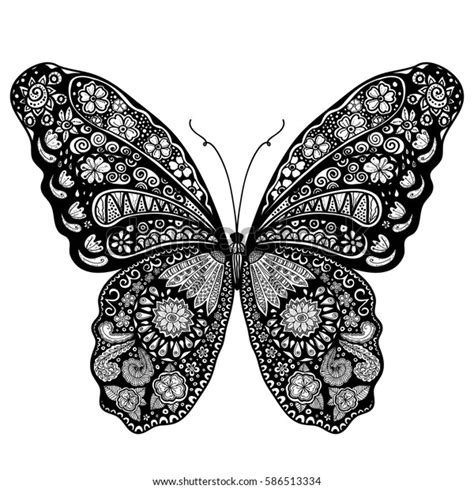 Beautiful Butterfly Doodle Stock Vector (Royalty Free) 586513334