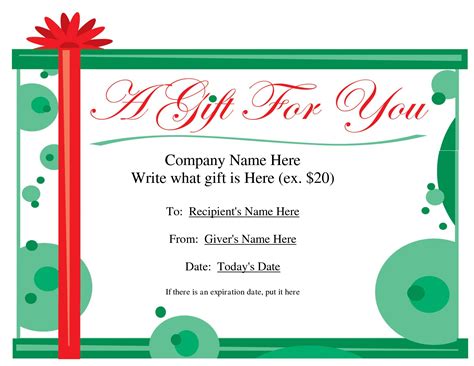 Free Printable Gift Certificate Template | Free Christmas Gift Certificate Templates | DIY ...