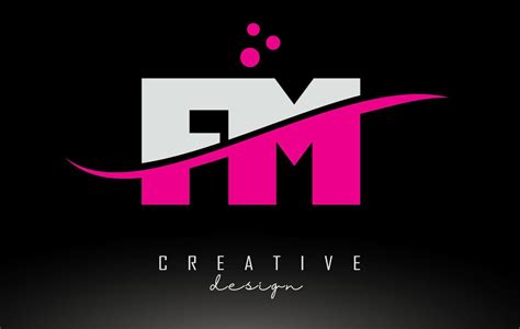 FM F M white and pink Letter Logo with Swoosh and dots. 6579928 Vector Art at Vecteezy