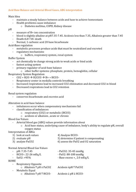 Acid Base Balance and Arterial Blood Gases - Acid Base Balance and ...