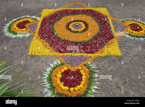 flower rangoli design Stock Photo - Alamy