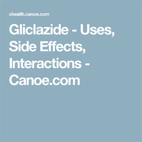 Gliclazide - Uses, Side Effects, Interactions - Canoe.com | L arginine ...