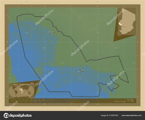 Lac Region Chad Colored Elevation Map Lakes Rivers Locations Names ...