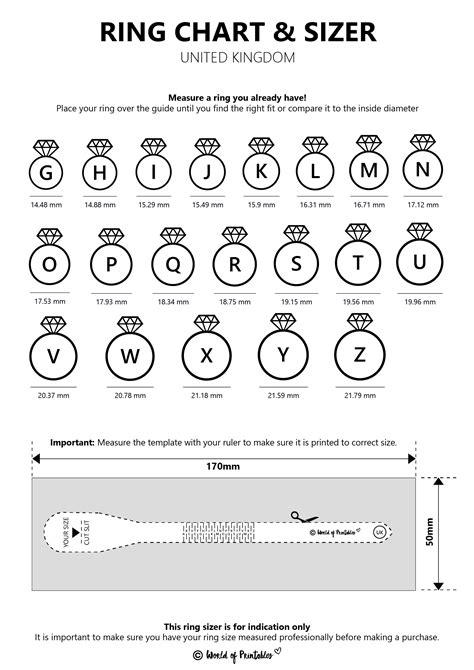 Printable Ring Size Chart - Find Your Ring Size Easy