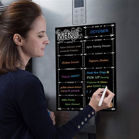 Fridge Dry Erase Board Calendar, Alaman Magnetic Refrigerator Dry Eraser Weekly Menu Meal ...