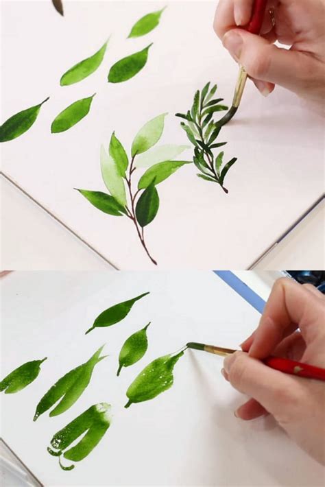 12 Easy Watercolor Leaves Painting Tutorials - A Piece Of Rainbow