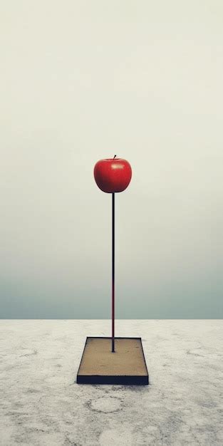 Premium AI Image | A red apple on a stick is standing on a white surface.