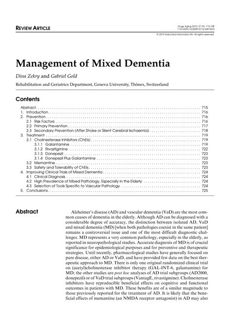 (PDF) Management of Mixed Dementia