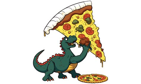 Dinosaur Eating a Pizza Vector Graphic by BreakingDots · Creative Fabrica