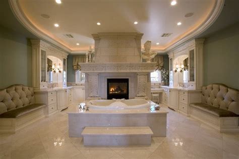 Luxury Bathroom With Fireplace