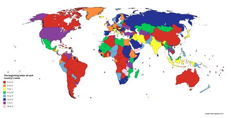 The beginning letter of each country's name. : r/MapPorn