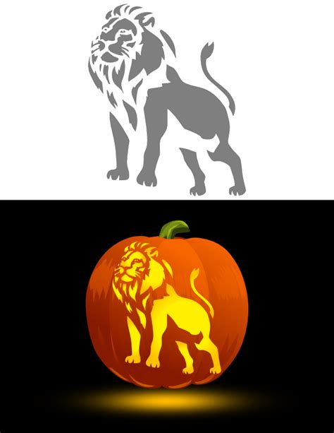 Printable Detailed Lion Pumpkin Stencil