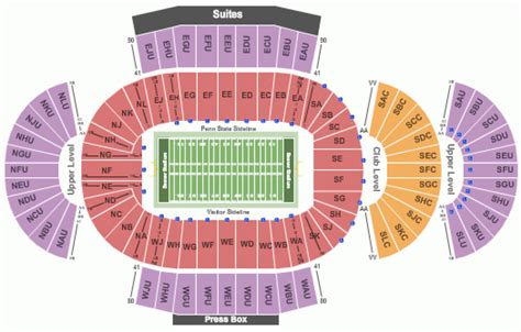 Penn State Football Stadium Seating Map With Rows - Printable Map