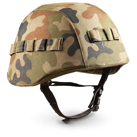 Used NATO Military Surplus Helmet with Kevlar®, Woodland Camo Camuflaje ...