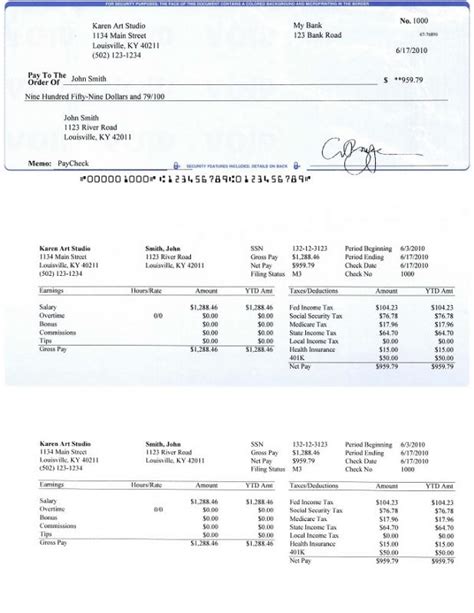 Payroll Check Template | Template Business