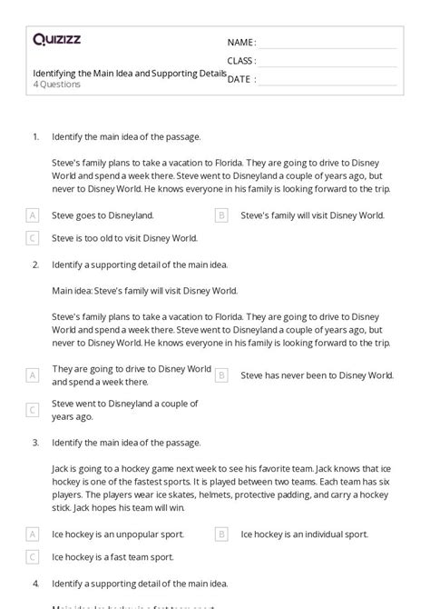 50+ Identifying the Main Idea worksheets for 4th Grade on Quizizz ...