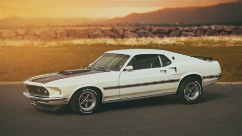 Download Car White Car Fastback Muscle Car Vehicle Ford Mustang Mach 1 HD Wallpaper