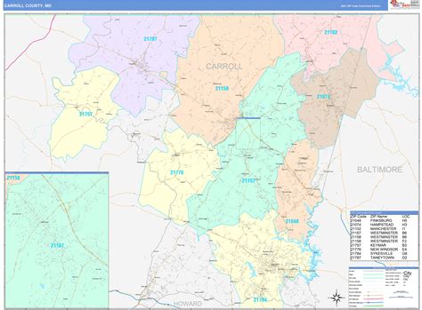 Carroll County, MD Wall Map Color Cast Style by MarketMAPS - MapSales