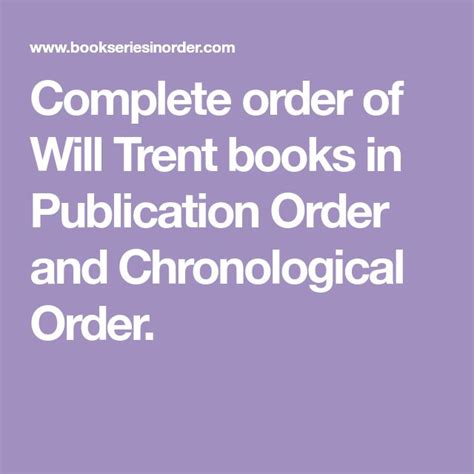 Complete order of Will Trent books in Publication Order and ...