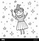 Coloring Page For Kids With A Cute Fairy Flying princess Girl  sketch template