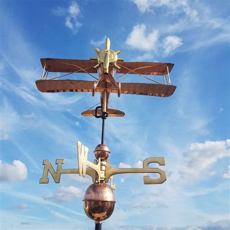 Copper weathervanes: Large copper biplane weathervane