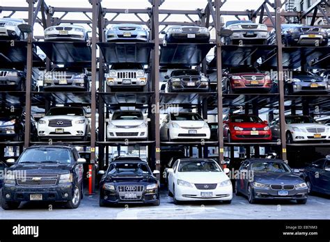 Urban Parking Lot Featuring Many Cars Parked on a Multiple Level Stock Photo, Royalty Free Image ...