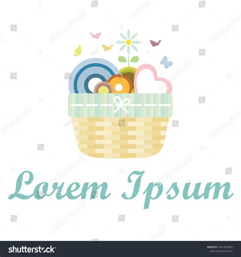 Happy Gift Basket Pastel Tones Logo Stock Vector (Royalty Free ...