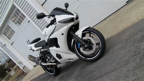 Custom White 2004 Yamaha R6 street bike walk around - YouTube