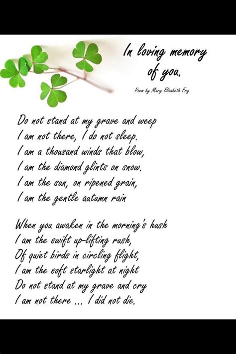 a poem written in black ink with four leaf clovers