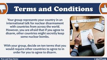 The Pros and Cons of Nuclear Disarmament by ESLPPT | TpT