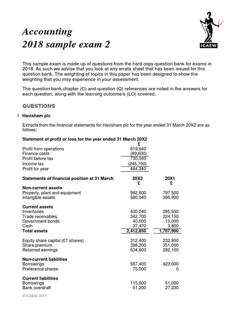 Accounting Sample Exam 2 2018 | PDF | Debits And Credits | Overdraft