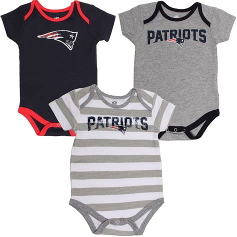 Infant New England Patriots Navy Blue/Striped/Gray Field Goal 3-Piece Creeper Set