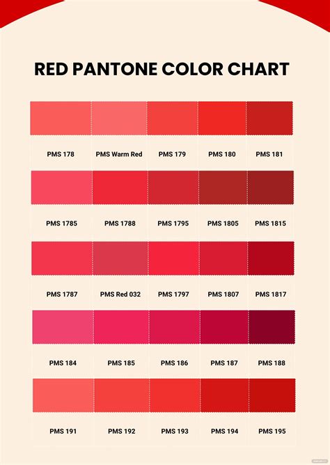 Red Pantone Color Chart | Pantone color chart, Pantone color, Pantone red