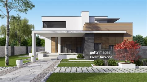 Luxurious Beautiful Modern Villa With Front Yard Garden High-Res Stock Photo - Getty Images