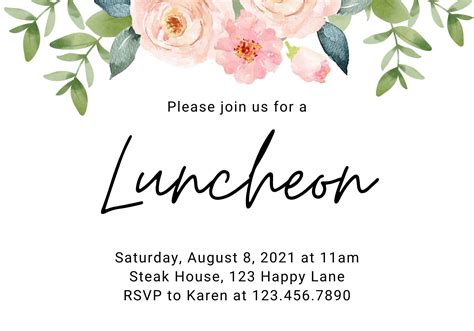 Custom Printable Luncheon Invitation Downloadable Luncheon - Etsy UK in ...