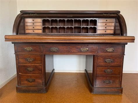 Roll top desk - Victorian - Mahogany - Late 19th century - Catawiki