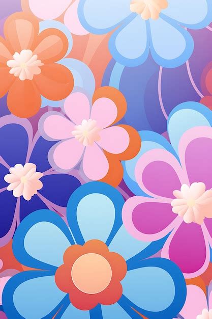 Premium AI Image | Retro 70s Flower Pattern