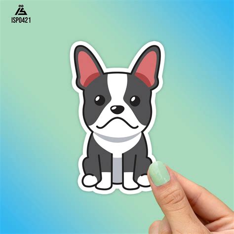 Cute Boston Terrier Cartoon Sticker, Best Friend Gift, Dog Stickers ...